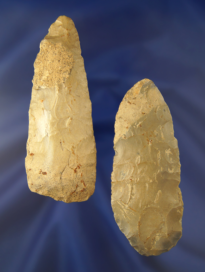 Pair of Flint Blades found in Ohio, largest is 4 3/16".