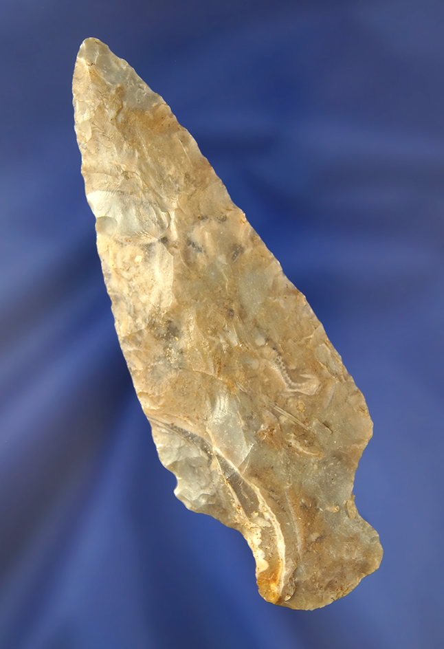 4 1/8" Flint Ridge Flint Stemmed Knife found near Urbana, Ohio.