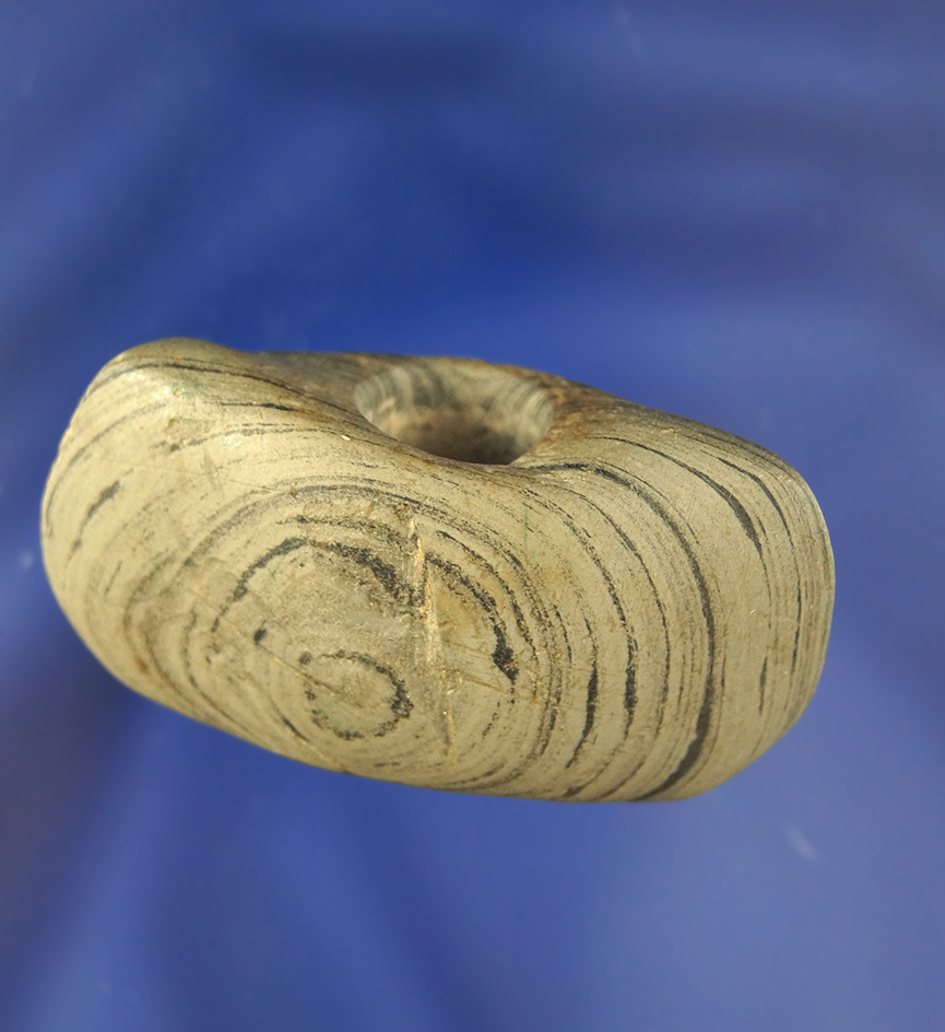 2" Miniature Wing Bannerstone found near Celina, Ohio. Ex. Lewis Garman Collection.