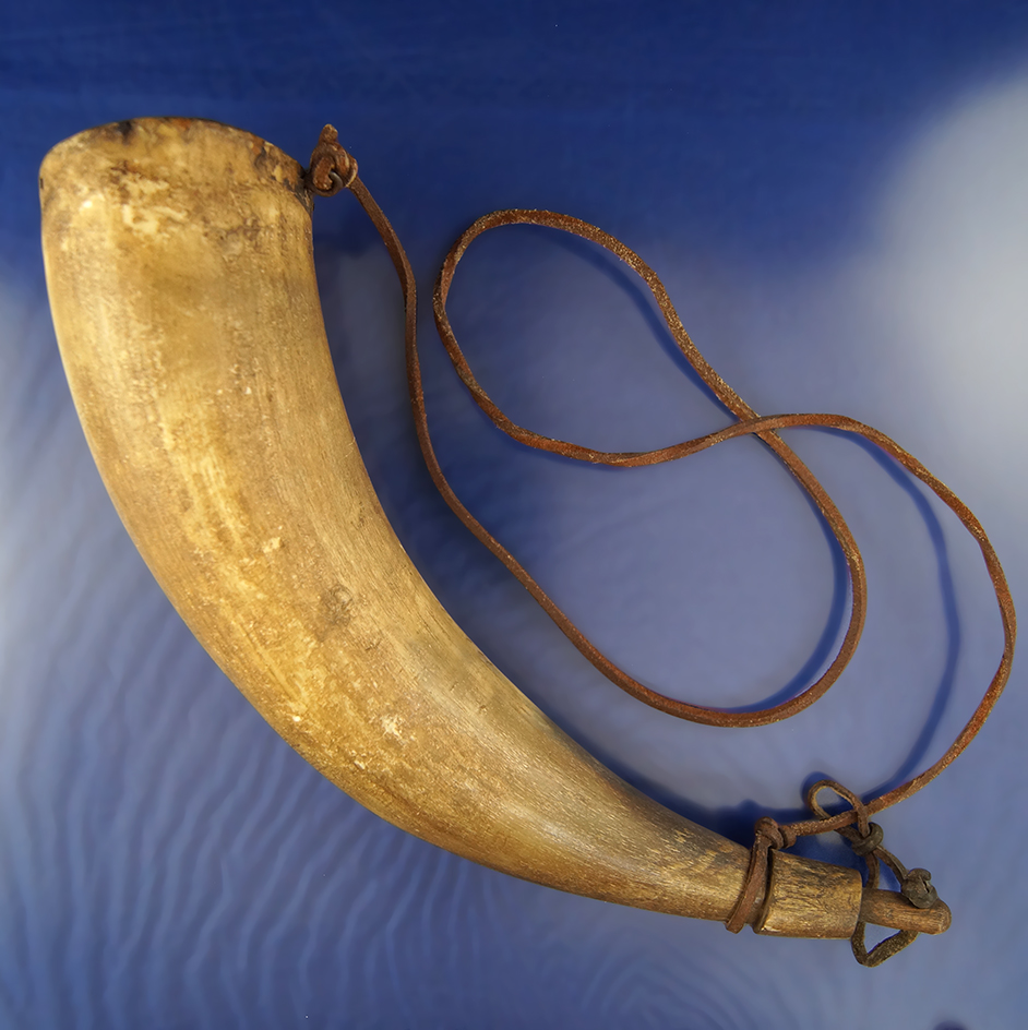 11 1/2" Powder Flask from the 1800's with original stopper. Ex. Hovan Collection.