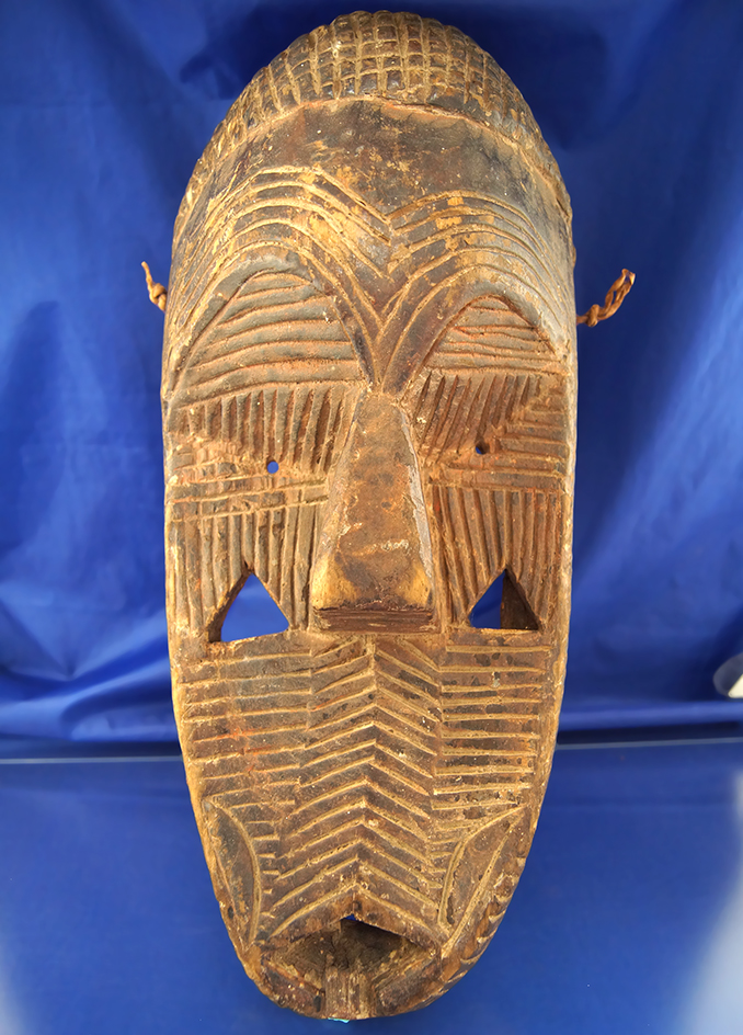 Very large vintage 17" Tall Handcarved Wooden Tribal Mask.