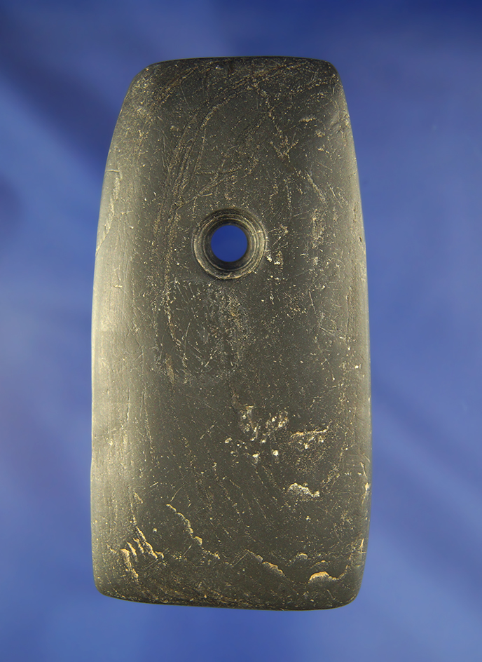 4" slate Pendant found in Darke Co., Ohio. Ex. Mark Retz.