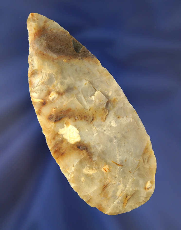 3 13/16" Flint Ridge Flint Adena blade found in Mahoning Co., Ohio. Ex. Gary Mumaw.