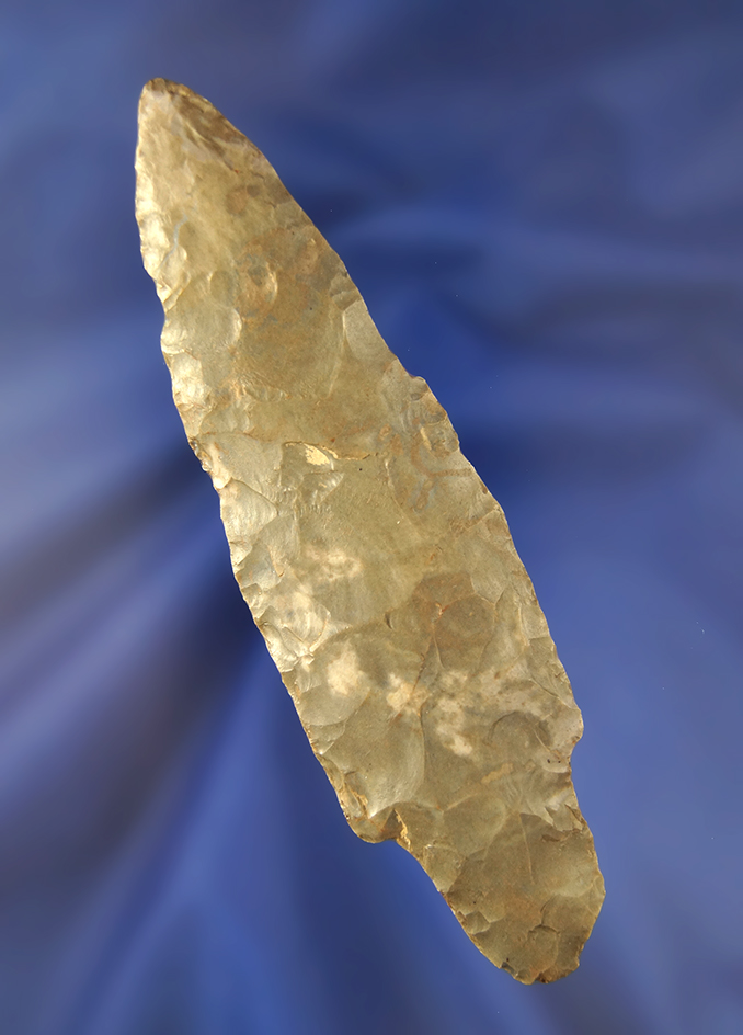 4 11/16" Adena made from attractive multicolored flint found near Greenville, Ohio.