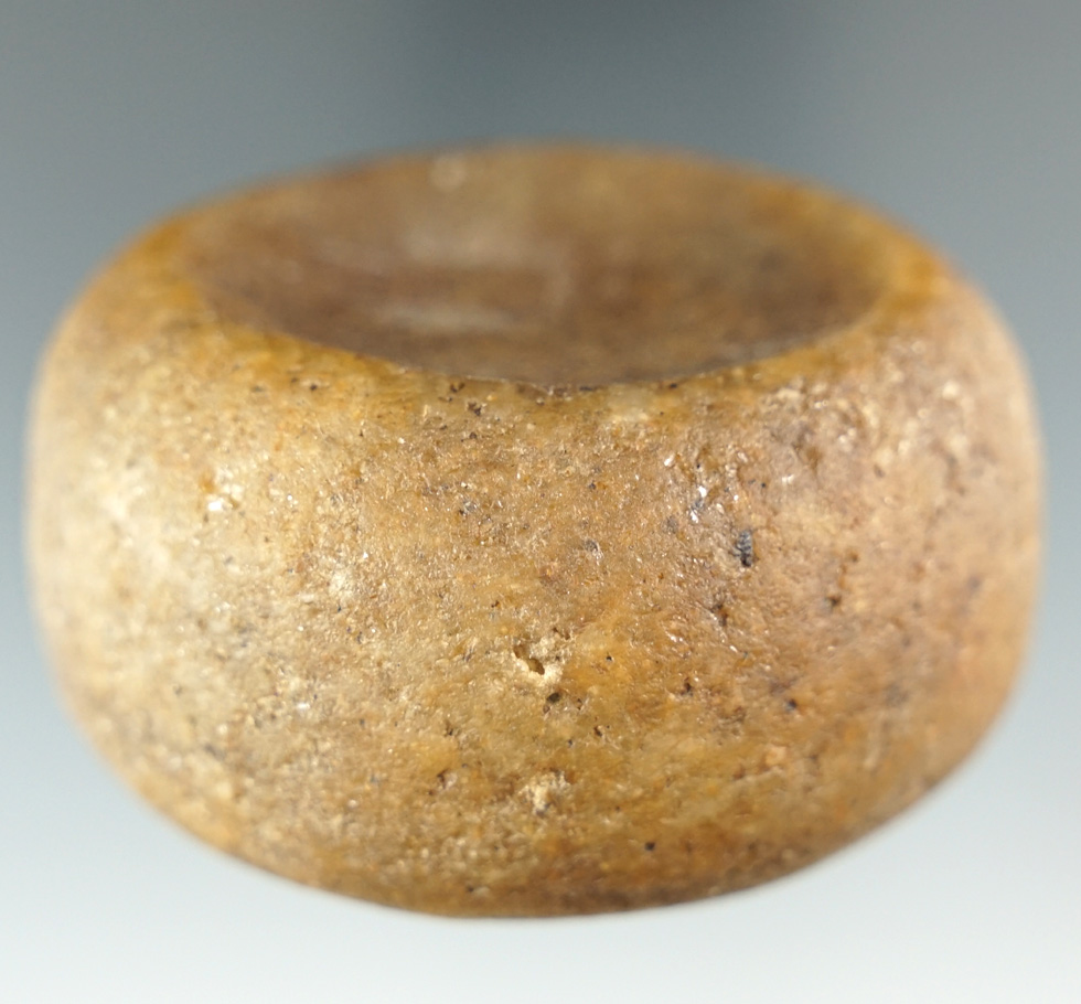 Very fine 2 1/2" Yellow Quartz Double Cupped Discoidal found in Delaware Co., Ohio.