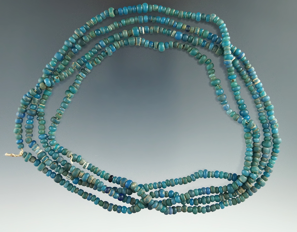 Very nice 48" long strand of Trade Beads found near Muskogee, Elmore Co., Alabama.