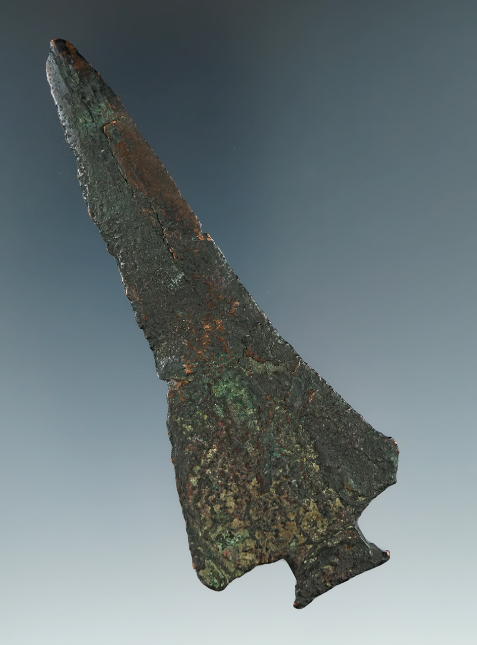 4 1/4" Hopewell Copper Spear found in Michigan.
