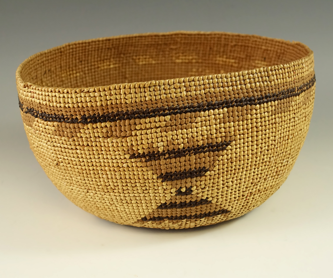 6" diameter by 3 1/4" tall tightly woven California Basket.