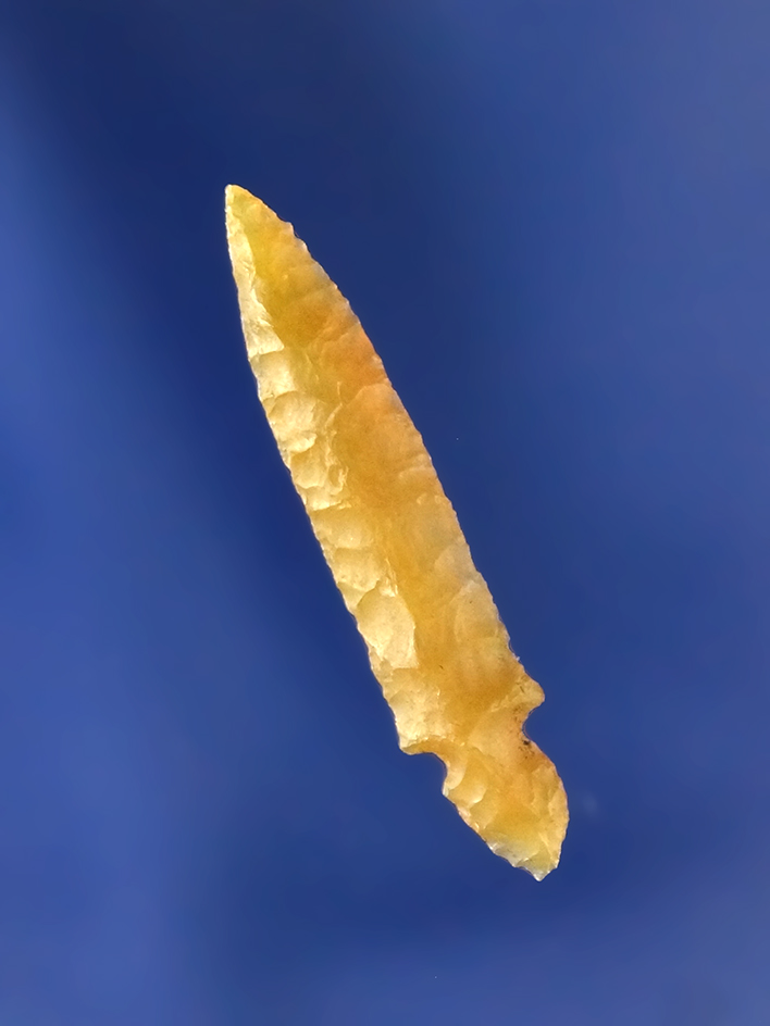 Klickitat Dagger, thin and well made, caramel Agate, 1 1/8”. - Wasco Co Oregon circa 1955.