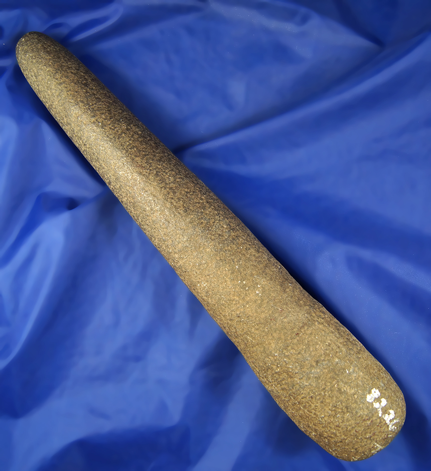 Large Columbia River Pestle with slight 'bottle bottom',  symmetrical pestle measuring 13 1/2".
