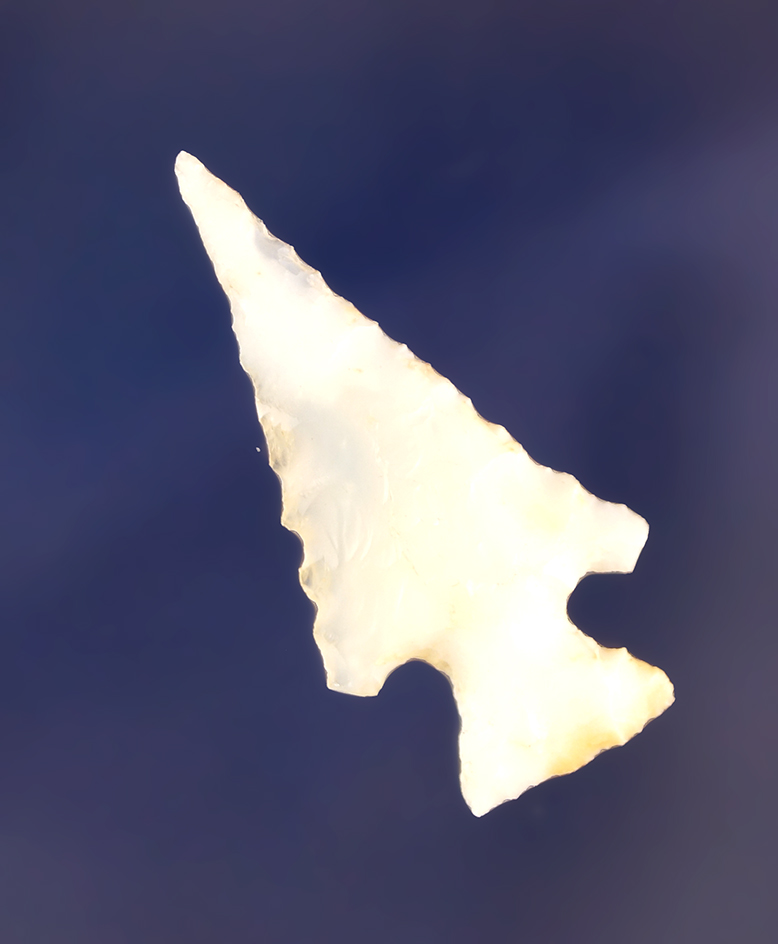 1 3/16" Gempoint made from nicely translucent Chalcedony. Coeur d' Alene River, Idaho.