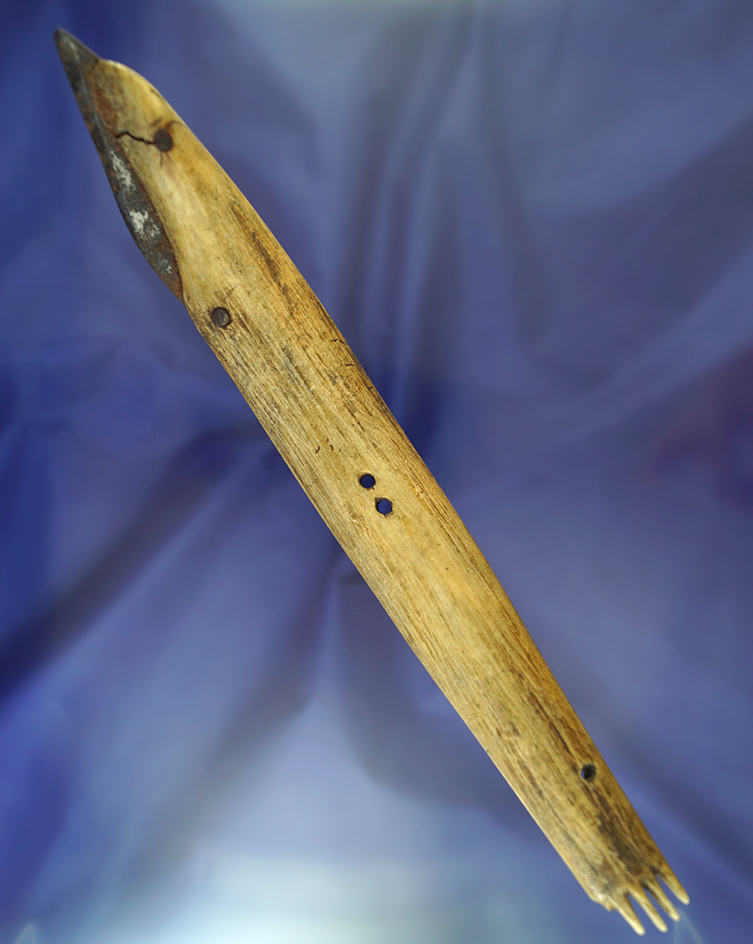 Very unique! 10 3/16" rib bone Knife - original salvaged steel blade. circa 1800s or earlier.