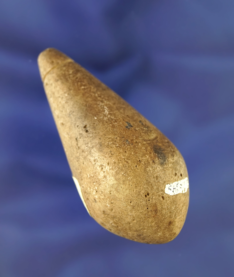 2 13/16" grooved Plummet found in Clermont Co., Ohio that is nicely polished and well styled.