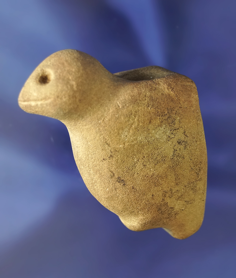 Very rare sandstone Bird Effigy Pipe found in Medina Co., Ohio.  Pictured in Who's Who #9.