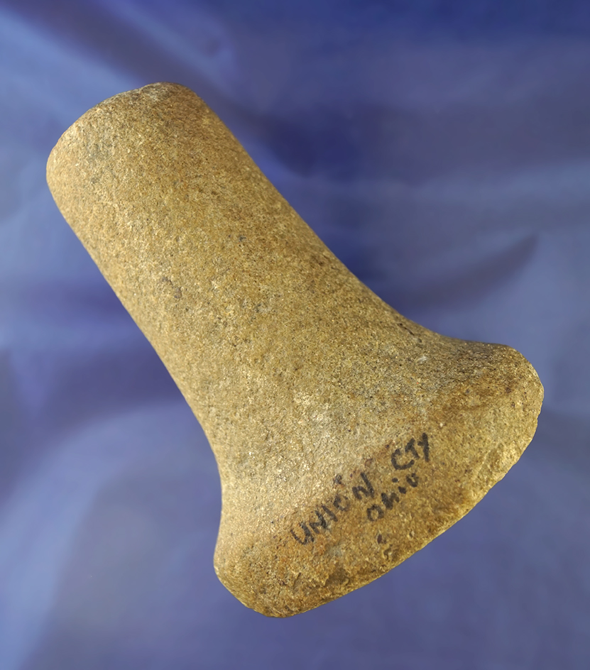 5 1/8" tall Bell Pestle made from quartz found in Union Co., Ohio.