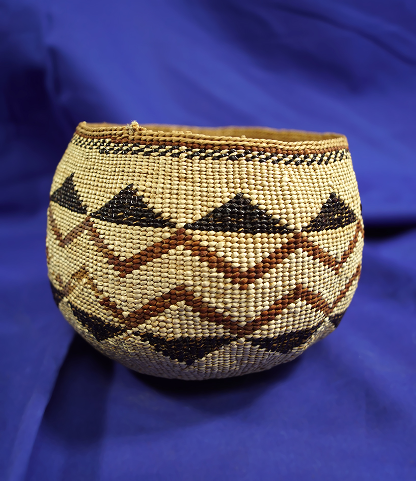 Well done, tightly woven circa late 1800's Hupa Karok food basket from northern California.