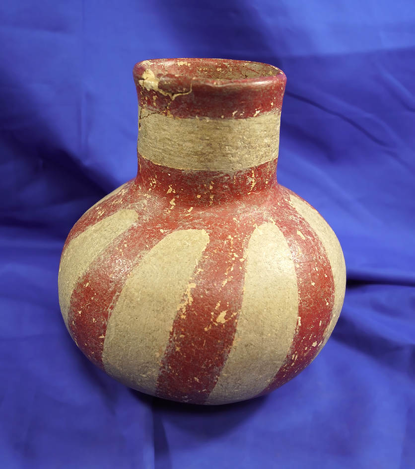 8 1/4" tall Nodena red and white- some restoration at top. Crittenden Co., Arkansas.