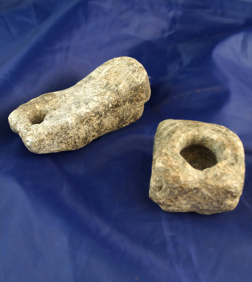 Pair of Steatite artifacts found in New York. Largest is 3 1/2".