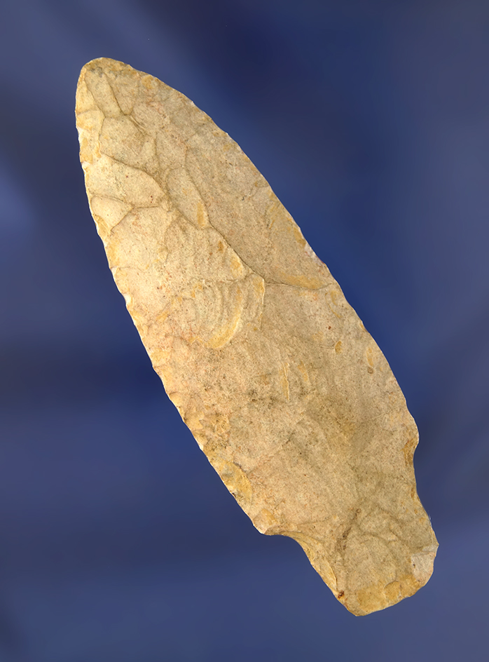 3 3/4" Well flaked and heavily patinated Adena found in Greene County Indiana.