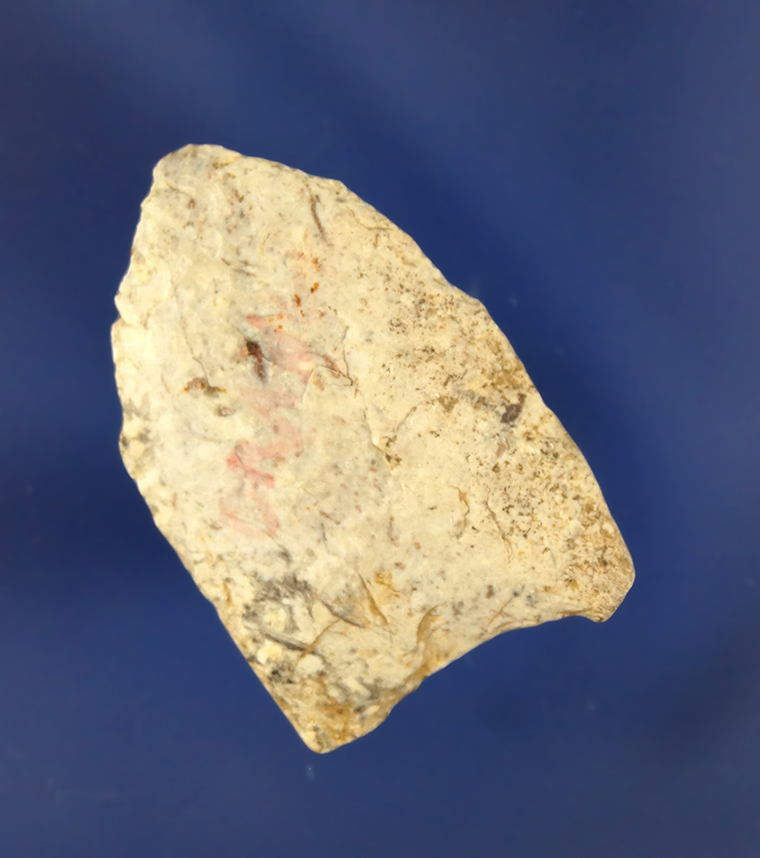 Heavily patinated 1 9/16" Paleo Clovis found in Orange County Indiana. Ex. Bob Lindley.