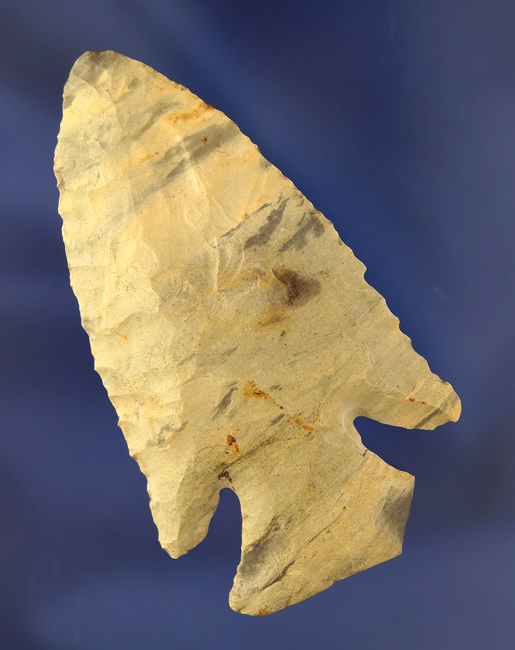 3 1/8" Archaic Thebes Deep Notch Bevel found in Delaware County Ohio.