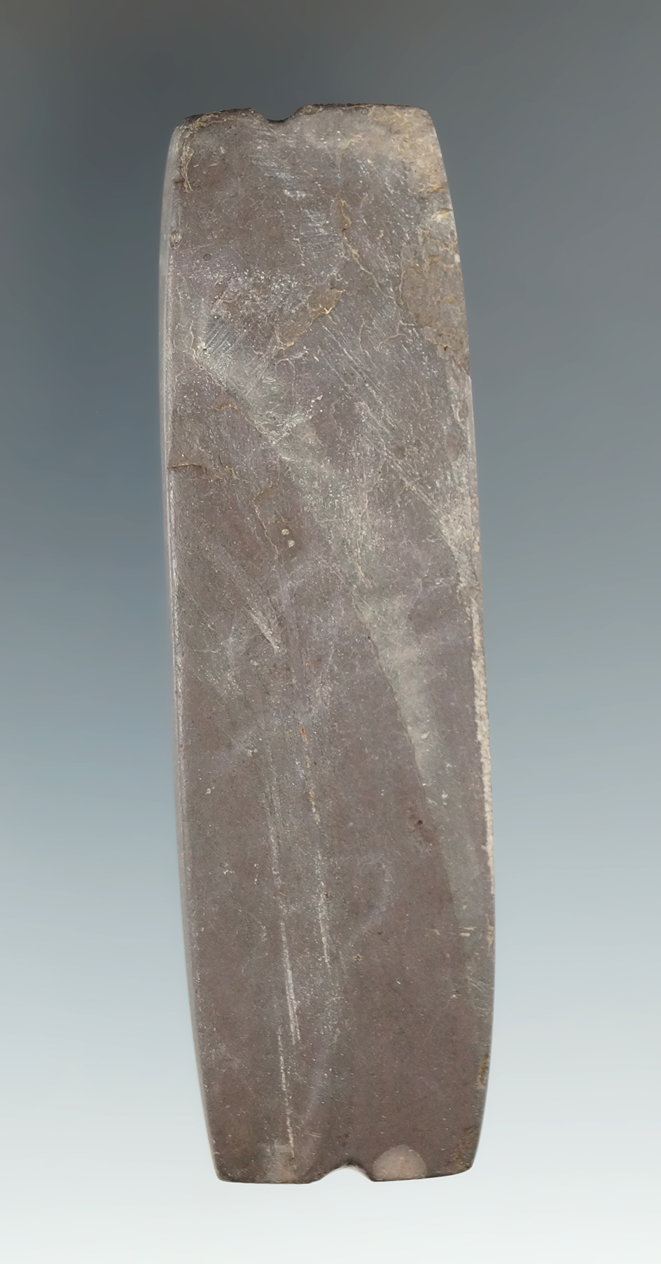 3 5/8" Loafstone made from Slate. Found in Center Twp., Wood Co., Ohio. Ex. Paul Black.