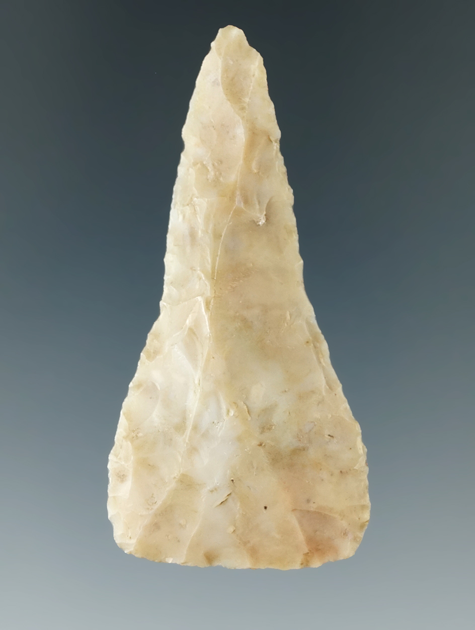 2 5/16" Flint Ridge Flint Triangular Drill found in Pickaway Co., Ohio.