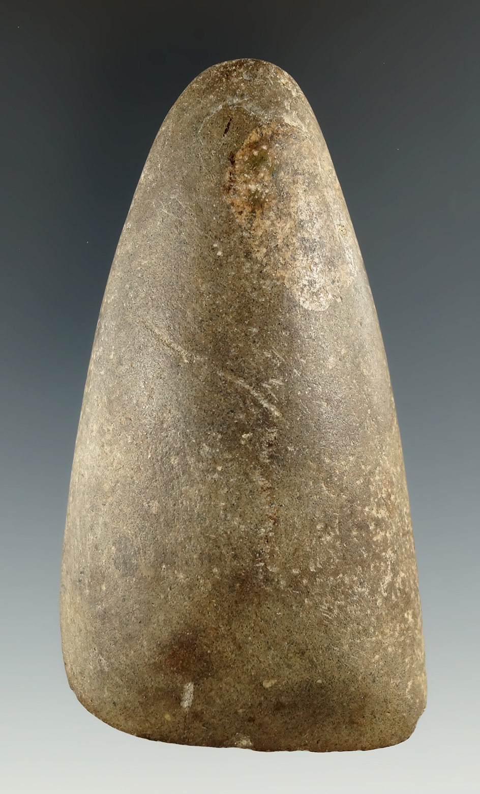 3 3/4" Hardstone Gouge with great use wear and polish, found in Northeast Ohio.