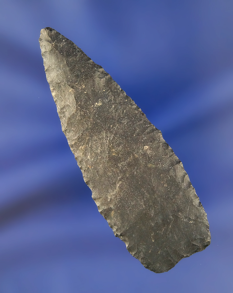 Excellent flaking on this 3" Coshocton Flint Blade found in Ohio. Ex. Townsend Collection.