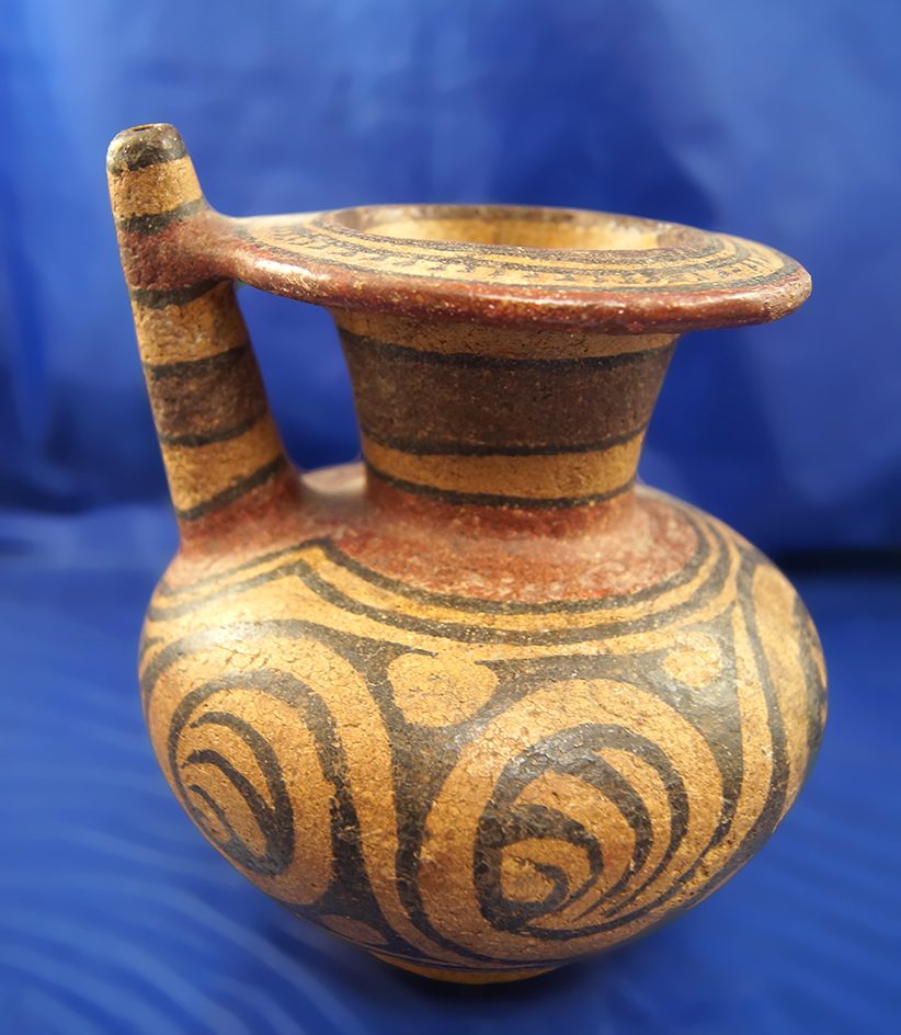5" Tall Polychrome Bottle recovered in Veragus, Panama. Ex. Jack Bond and Jeff Sadofsky.