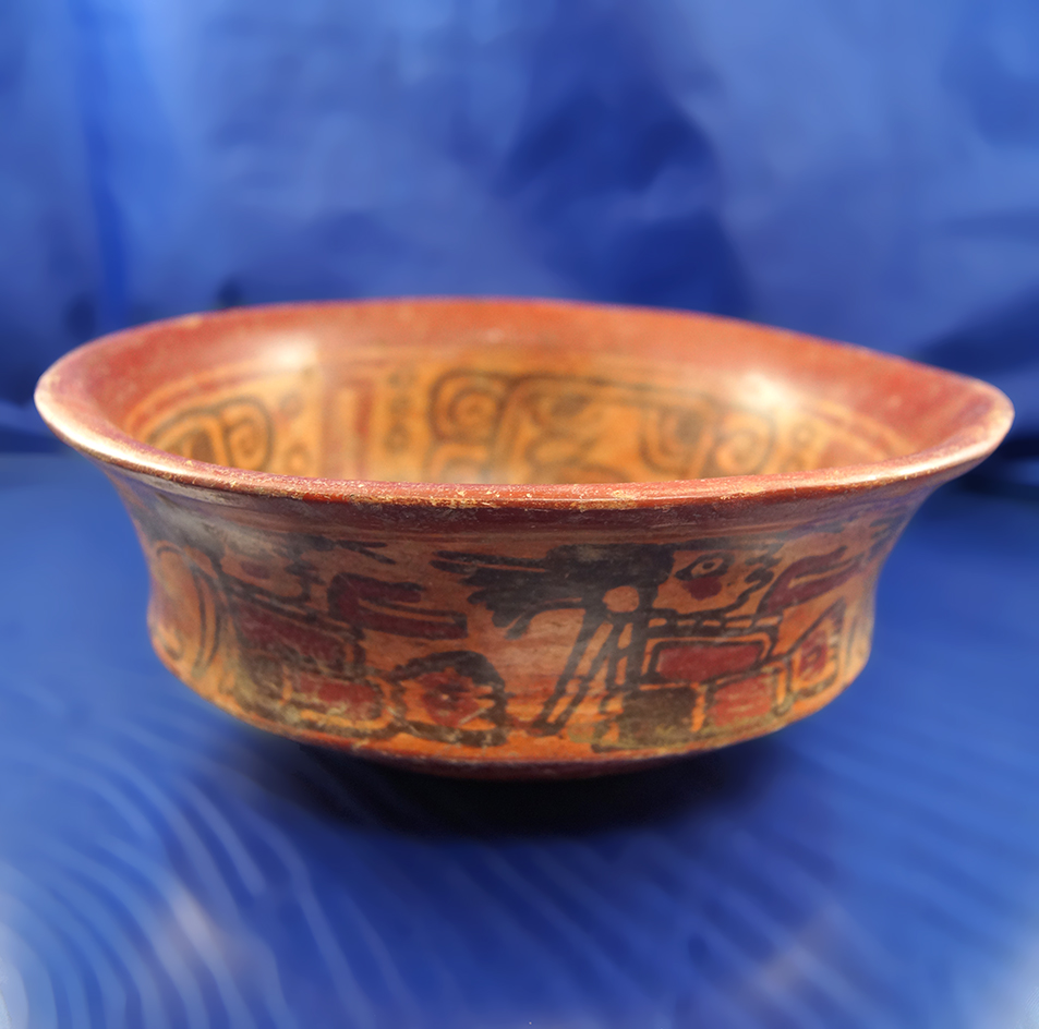 8" Wide Mayan "Chiefs" Bowl with excellent original paint; Copador style.