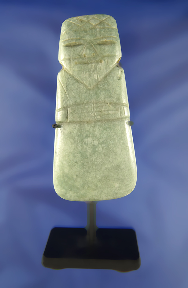 3 7/8" Jade Axe God Pendant in excellent condition found in Costa Rica.