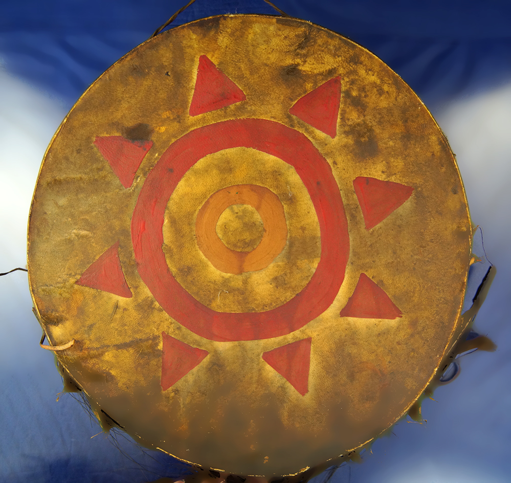 Very old 10" Wood and skin Indian Drum.