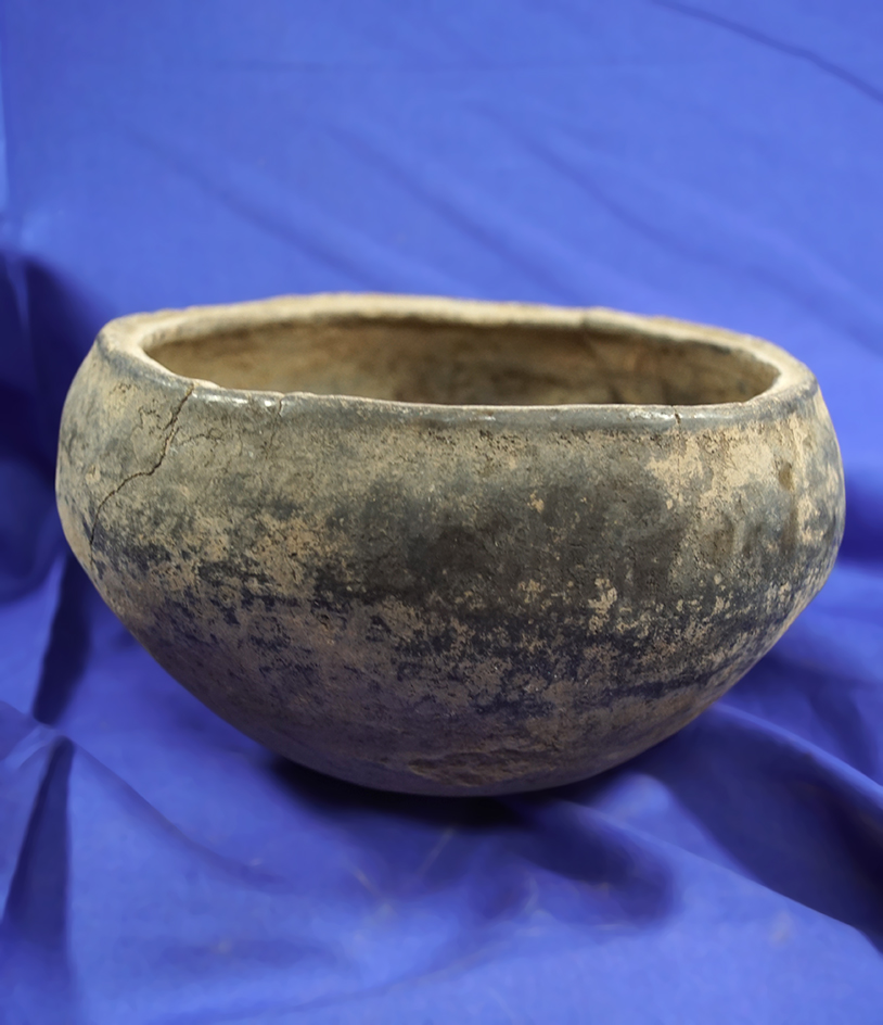 6 3/4" diameter pre-Columbian pottery bowl from Mexico with a few rim pieces reglued