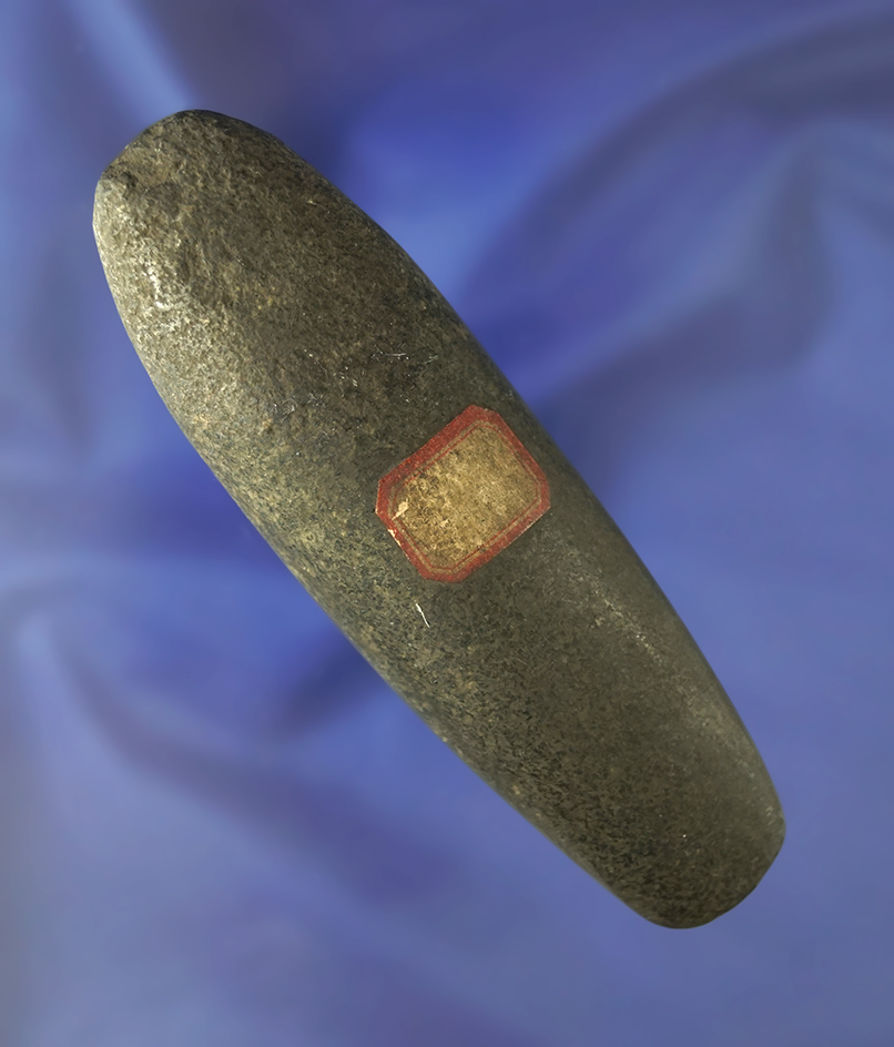 4 3/8" beautifully polished stone chisel. Most likely Midwestern. Tag is very old and unreadable.