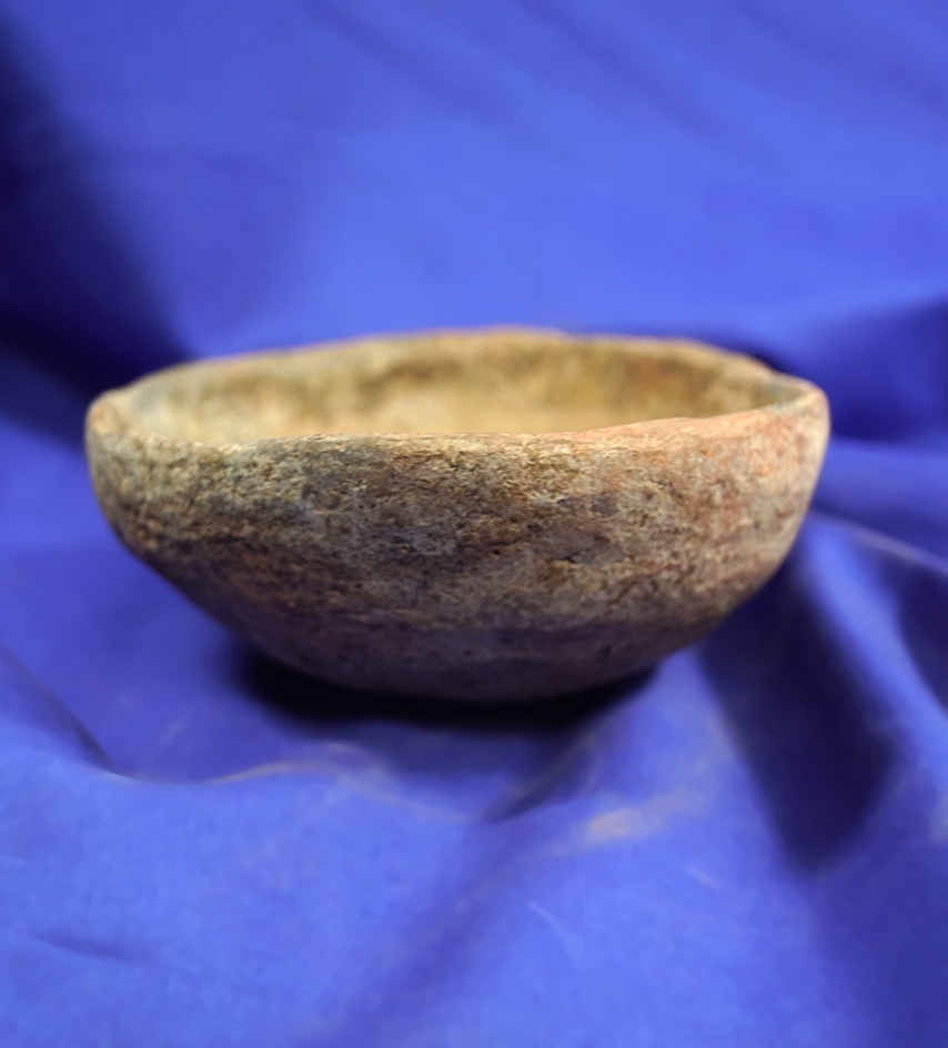 4 1/4" pre-Columbian pottery dish that is solid with no restoration.