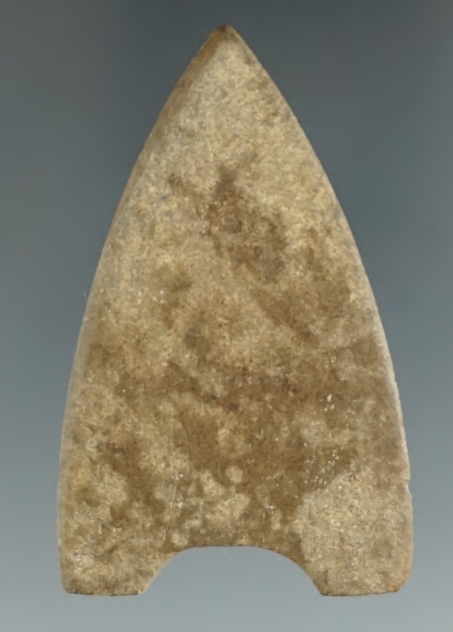 Thin and well-made 1 15/16" Inuit harpoon tip made from slate found in Alaska. Bennett COA.