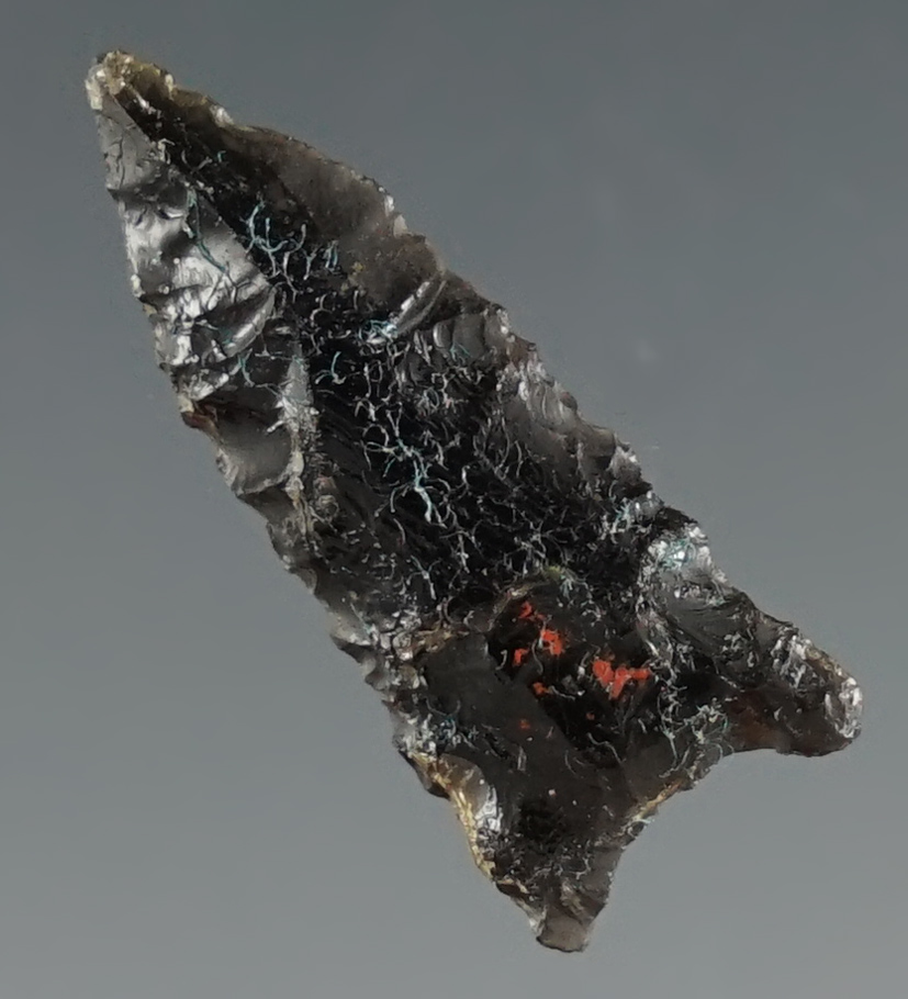 15/16" Obsidian Projectile Point found in Alaska. Comes with a Bennett COA.