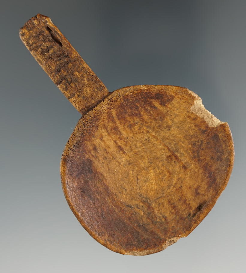 Nicely carved 3" Inuit bone spoon found in Alaska.