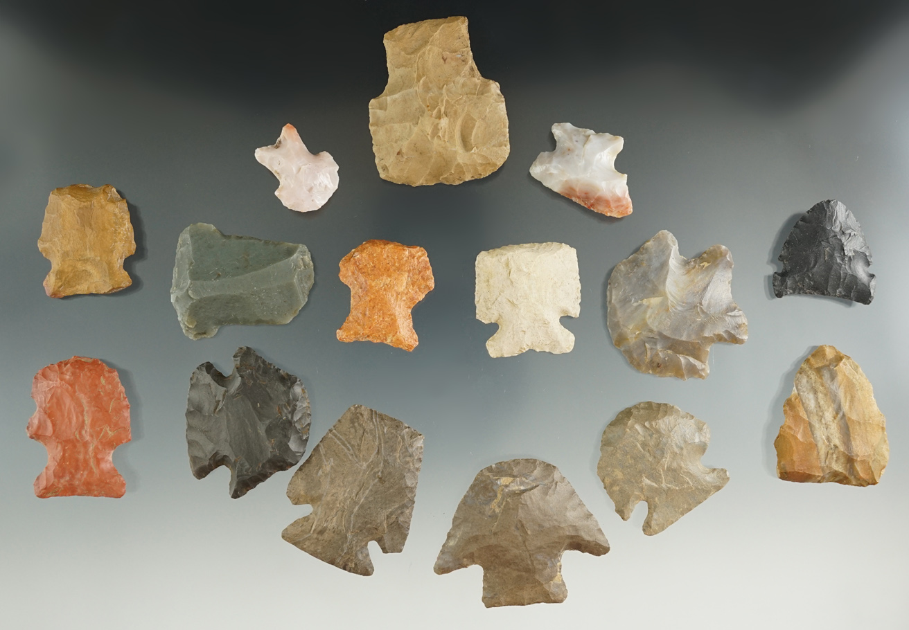 Nice set of 15 Midwest hafted scrapers.