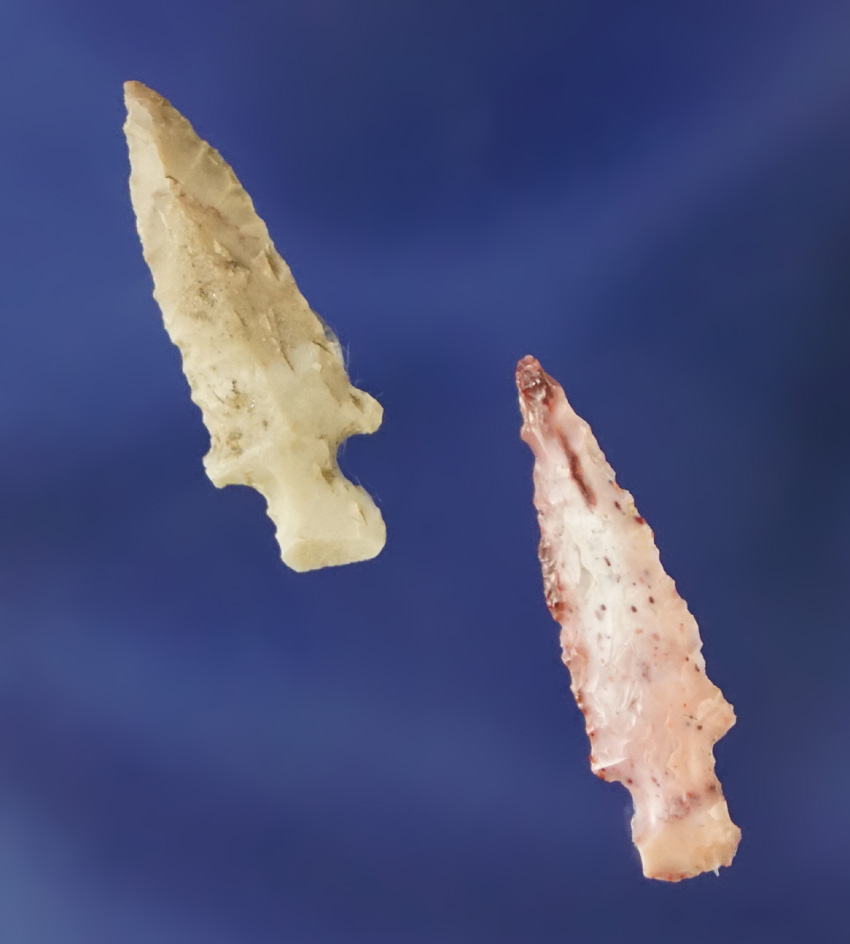 Pair of Rose I Springs Stem points found in the John Day Rapids, Klickitat Co., Washington.