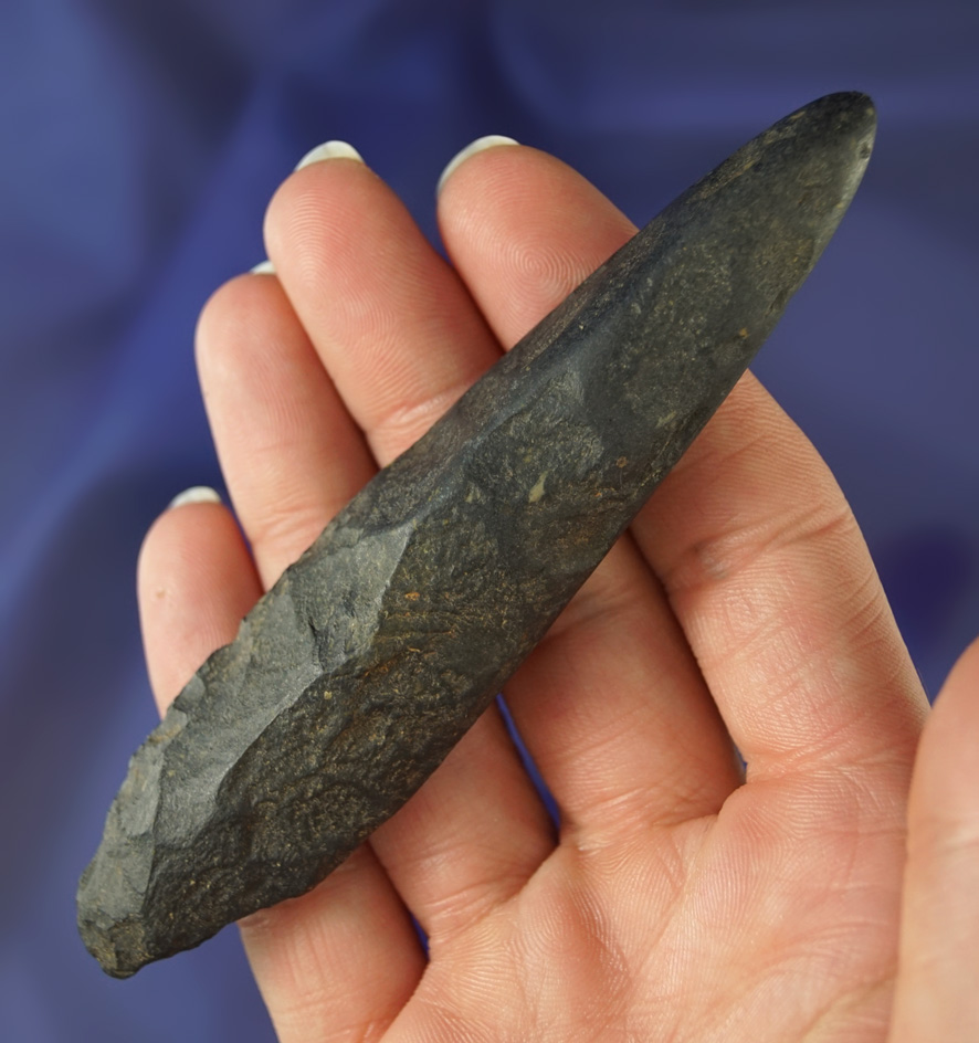 Very unique 4 3/8" Spear Point made from polished Basalt  found in the Pacific Northwest.