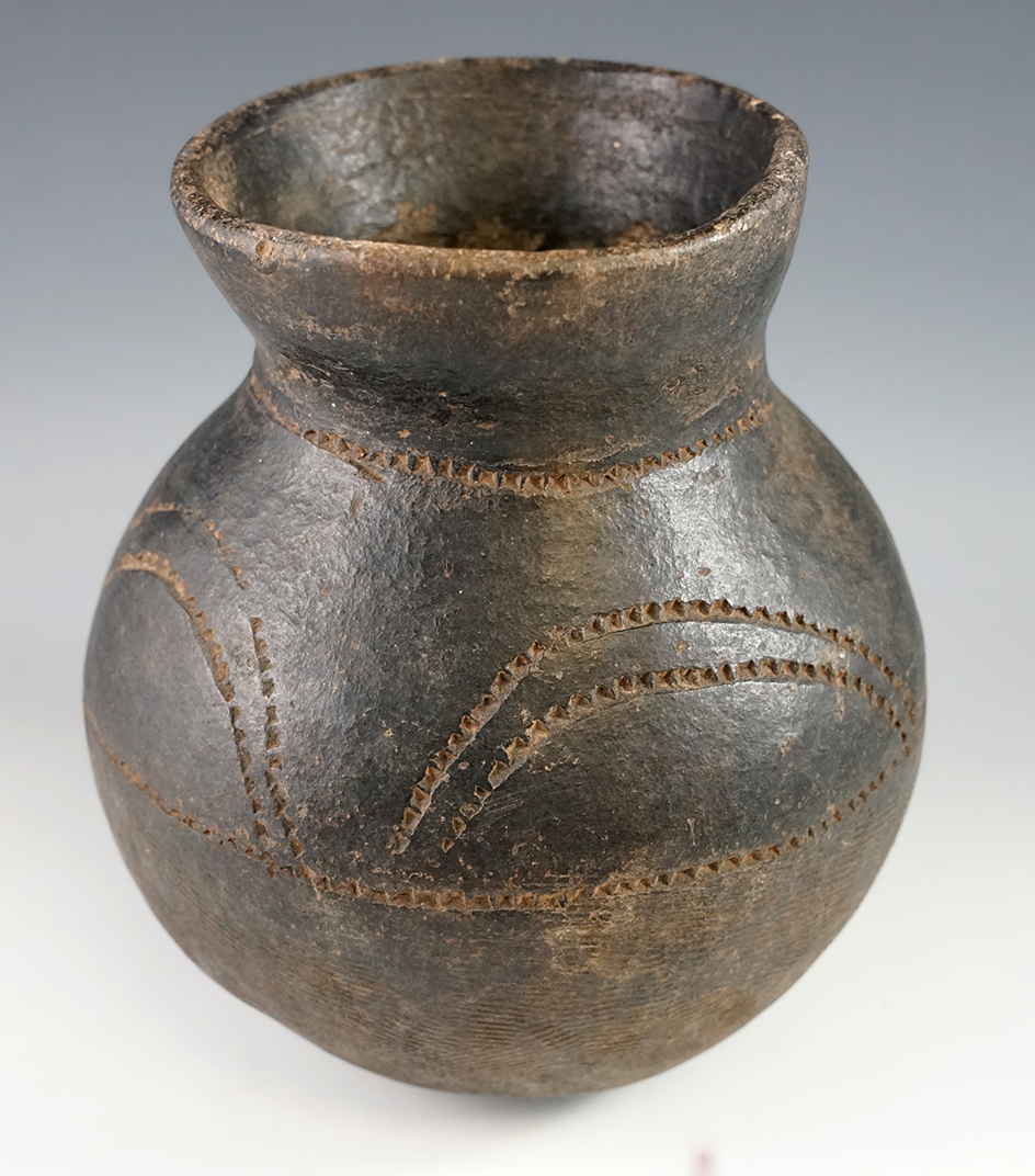 6 3/4" Tall Neolithic Pottery Vessel from Zaire Africa it excellent condition.