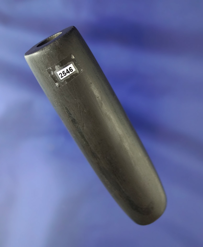 nice! 3 13/16" nicely Fluted Tubular Bannerstone found in Ohio. Ex. Norm Kley, Wachtel, Elleman.