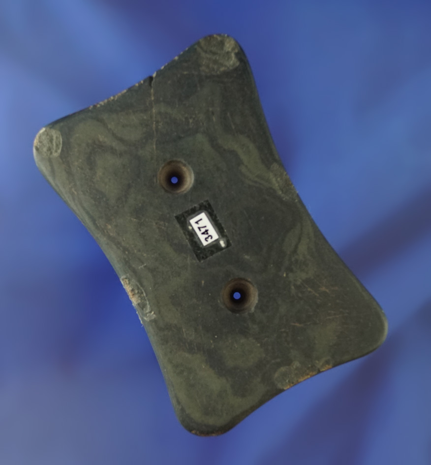 Rare style! 3 7/16" Quadriconcave Gorget - one side is highly engraved - Preble Co., Ohio.