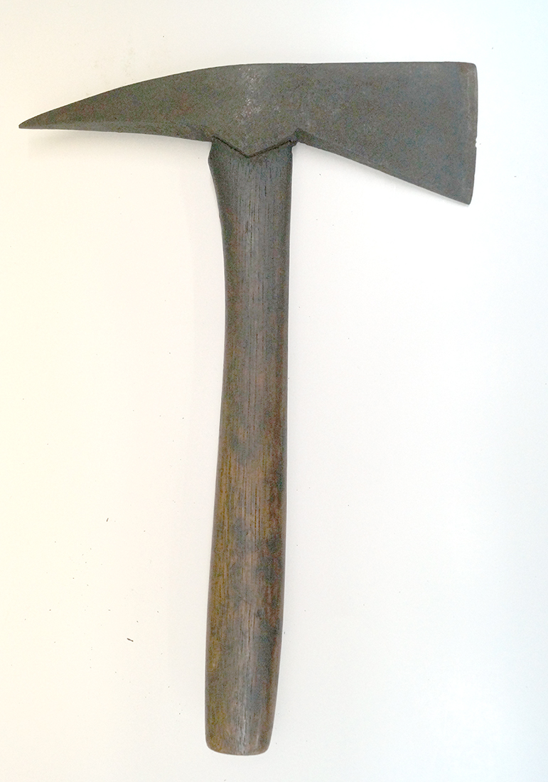 7 3/4" wide vintage iron hatchet with spike end.