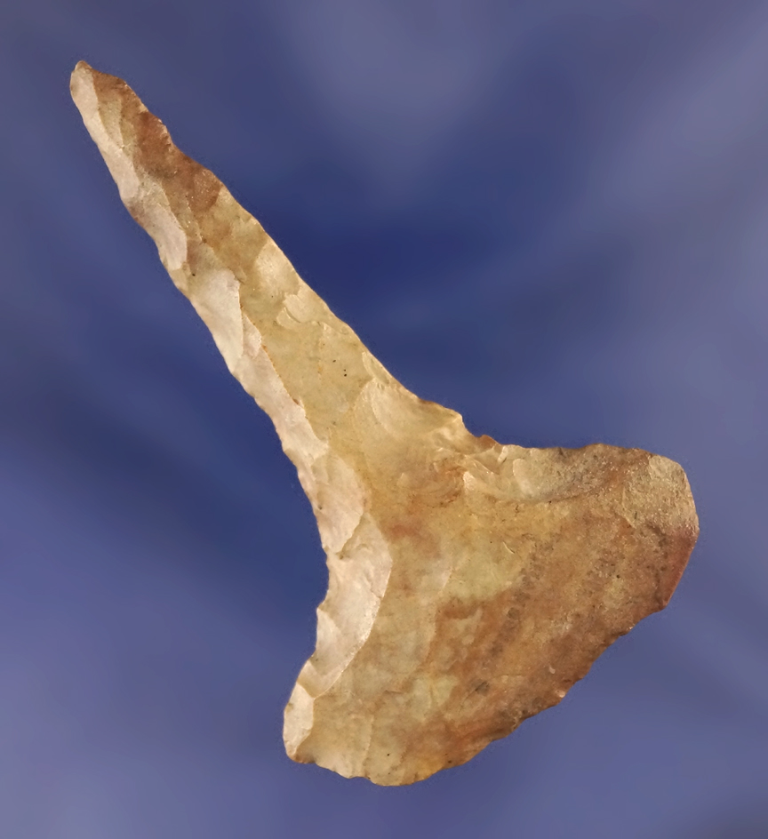 2 5/8" Thebes Drill found in Cook Co.,  Illinois that is heavily patinated. Base is heavily ground.