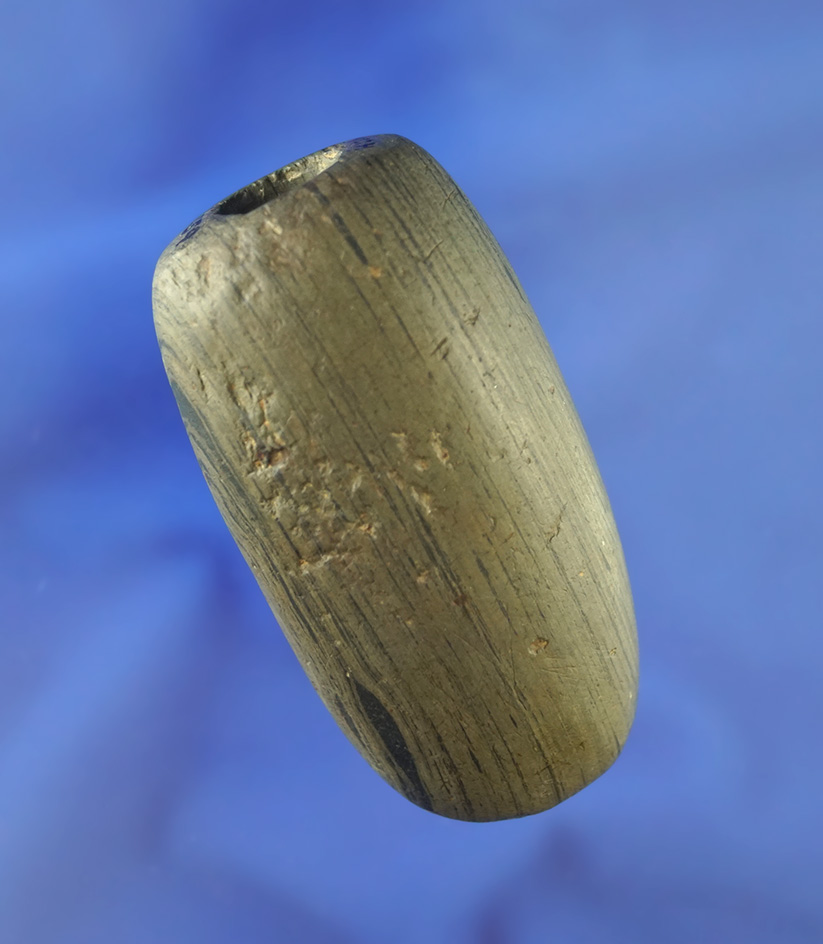 3" well styled and nicely patinated Tubular Bannerstone found in Hardin Co.,  Ohio. Ex. Hovan