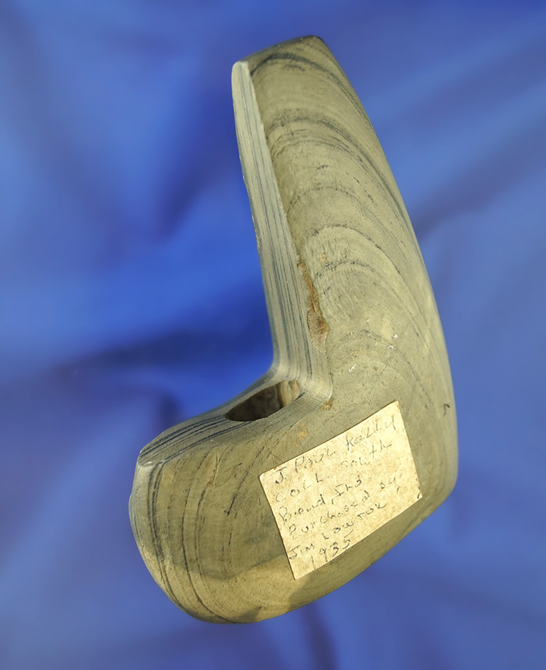 4" Tall Geniculate Bannerstonemade from nicely banded Glacial Slate.  South Bend, Indiana in 1935.