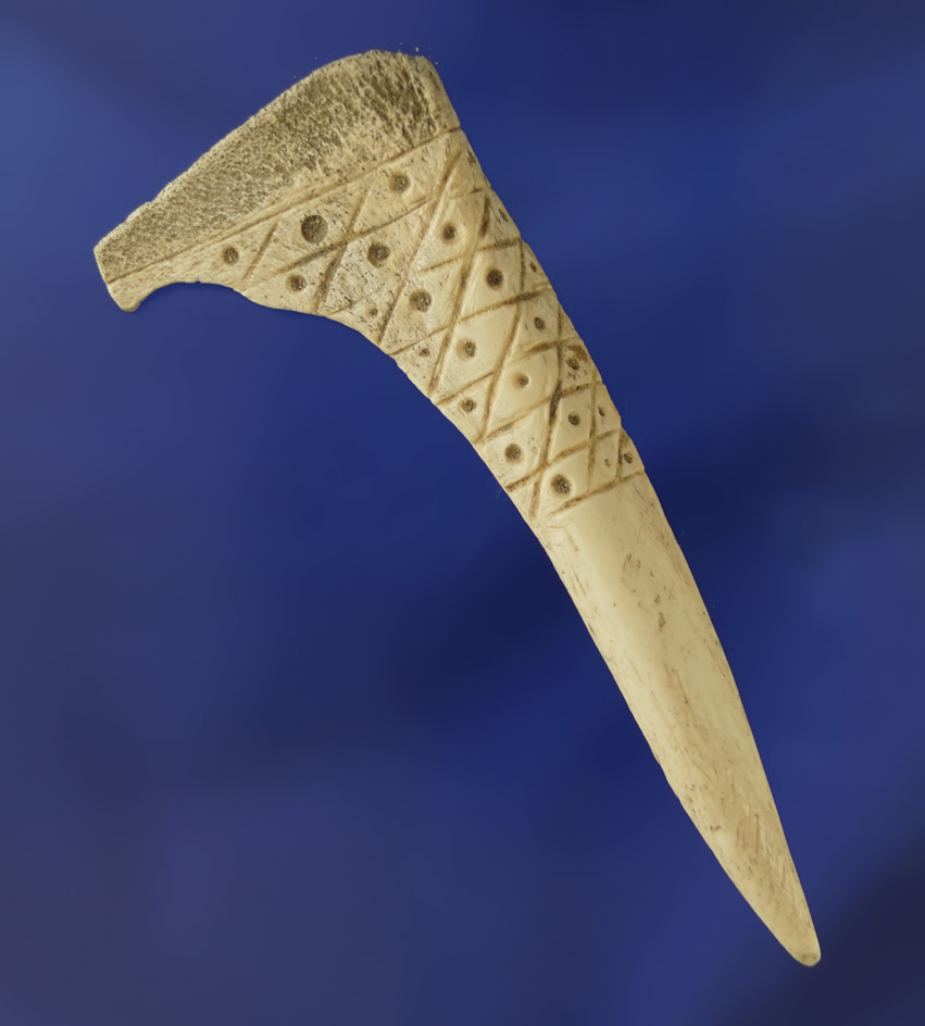 Nicely engraved 3 5/8" Bone Awl found in Kentucky.